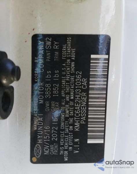 2017 Hyundai Veloster Turbo from USA, damaged, VIN KMHTC6AE2HU310362